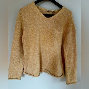 LL Bean 100% cotton thick yellow sweater knit